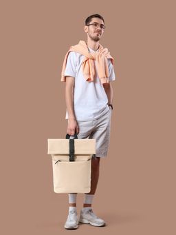 The Clownfish - Beige Solid Pu Backpack