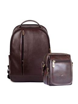 The Clownfish - Brown Solid Faux Leather Backpack and Slingbag