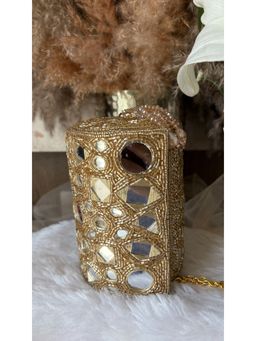 Fuchsia by Aashka Mehta - Gold Embellished Velvet Sheet Clutch