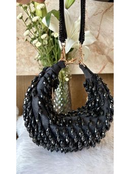 Fuchsia by Aashka Mehta - Black Embellished Velvet Sheet Handbag