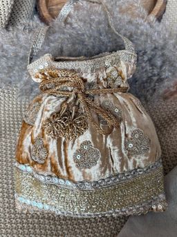 Fuchsia by Aashka Mehta - Gold Embellished Velvet Sheet Potli