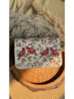 Fuchsia by Aashka Mehta - Gold Embellished Silk Clutch