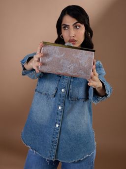 Juicy Couture - Pink Embellished Pu Clutch and Detachable Chain Strap