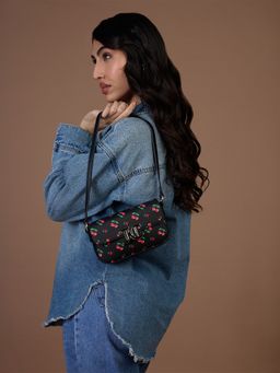 Juicy Couture - Black Printed Pu Handbag and Detachable Strap