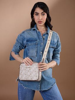 Juicy Couture - Beige Printed Pu Slingbag with Detachable Strap