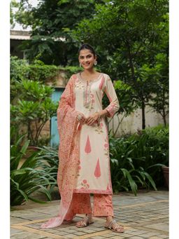 Gahan - Mughal Motif Kurta with Pant & Kota Doria Dupatta