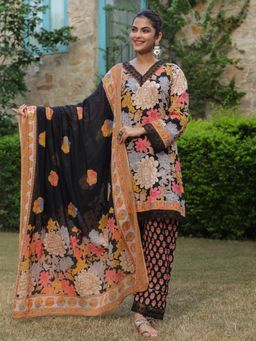 Gahan - Black Printed Pakistani Kurta with Pant