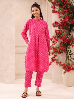 Gahan - Pink Bandhej Printed Kurta & Pant