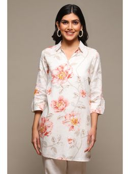 Biba - Womens Off White Printed Rayon Tunic