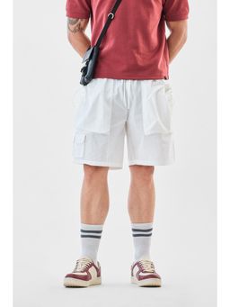 Snitch - White Solid Shorts
