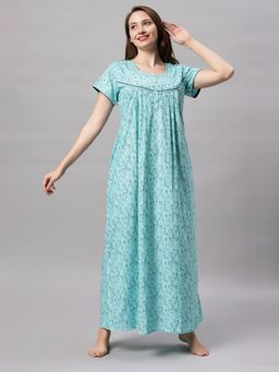 Quira - Womens Floral Print Nightdress - Green