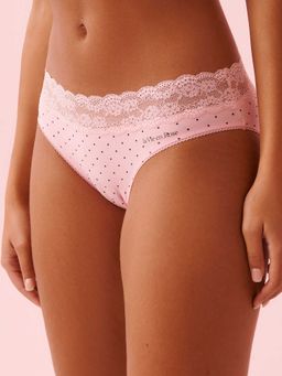 La Vie En Rose - Cotton And Lace Band Bikini Panty Pink