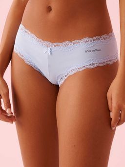 La Vie En Rose - Cotton And Lace Trim Cheeky Panty Grey