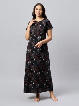 Quira - Womens Black Nightdress - Regular Fit