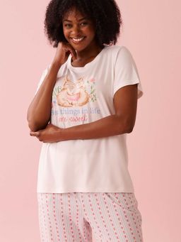 La Vie En Rose - Bunny Print Super Soft T-Shirt White