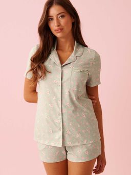 La Vie En Rose - Cherry Blossom Print Super Soft Button-Down Shirt