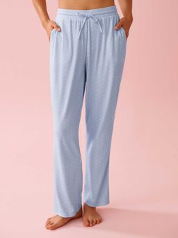 La Vie En Rose - Heart Print Pointelle Pyjama Pants Blue