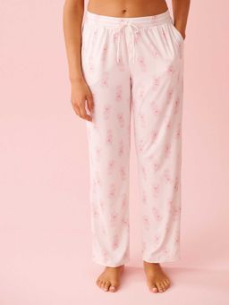 La Vie En Rose - Spa Time Teddy Print Super Soft Pyjama Pants White