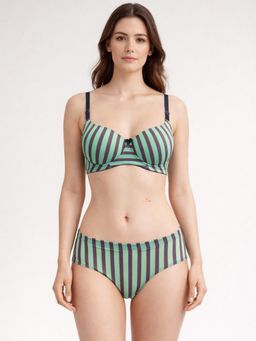 Groversons Paris Beauty - Womens Full-Coverage Bra & Panty Soft Support Green