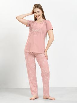 Quira - Womens Printed Regular Fit T-Shirt And Pyjama