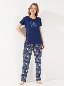 Quira - Womens Printed Regular Fit T-Shirt And Pyjama - Round Neck