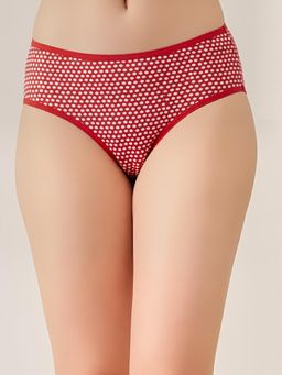 Clovia - Womens Cotton Low Waist Printed Bikini Panty Red