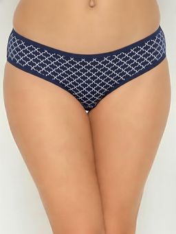 Clovia - Womens Cotton Low Waist Printed Bikini Panty Navy Blue