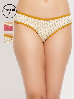 Clovia - Womens Cotton Low Waist Printed Bikini Panty Multi-Color (Pack of 3)