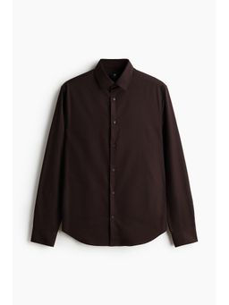 H&M - Men Brown Slim Fit Easy-Iron Shirt