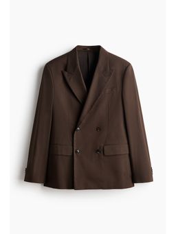 H&M - Men Brown Relaxed Fit Double-Breasted Jacket