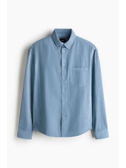 H&M - Men Blue Regular Fit Corduroy Shirt