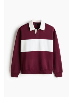 H&M - Men Red Loose Fit Rugby Sweatshirt