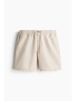 H&M - Men Beige Regular Fit Linen-Blend Shorts