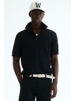 H&M - Men Blue Regular Fit Knitted Polo T-Shirt