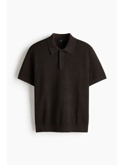 H&M - Men Brown Regular Fit Knitted Polo T-Shirt