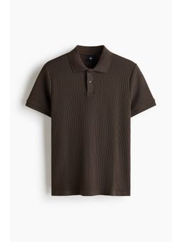 H&M - Men Green Slim Fit Waffle-Knit Polo T-Shirt