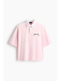 H&M - Men Pink Relaxed Fit Polo T-Shirt