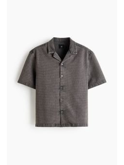 H&M - Men Grey Relaxed Fit Waffled Resort Shirt