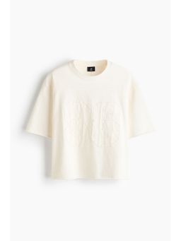 H&M - Men White Oversized Fit Motif-Detail Cotton T-Shirt