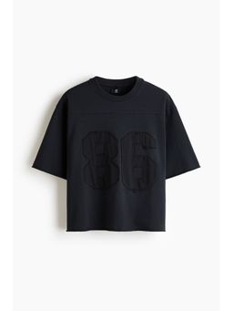 H&M - Men Black Oversized Fit Motif-Detail Cotton T-Shirt