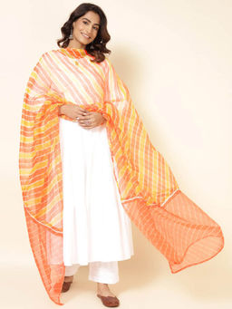 Fabindia - Orange Cotton Silk Tie & Dye Dupatta