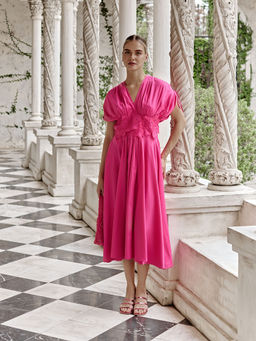 BOHO-CHIC By Sukriti Jain - Amalfi Pink Midi Dress