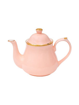 CLAY CRAFT - Ceramic 22 K Gold Line Tea Pot - 660 ml - Apricot Color