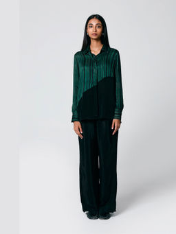 The Burnt Toast - Women Green Diagonal Shirt with Pants