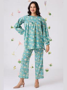Okhai - Solitude Handblock Printed Pure Cotton Top Pants Set