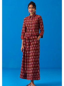 Okhai - Colossal Hand-Embroidered Mirrorwork Pure Cotton Ikkat Top and Pants Set