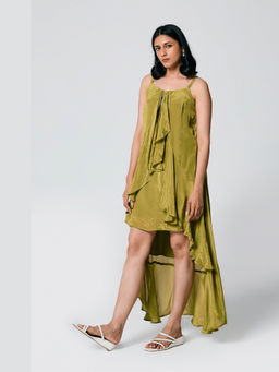 The Burnt Toast - Parrot Green Ruffle Dress