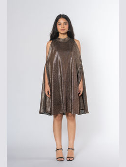 The Burnt Toast - Green Metallic Cold Shoulder Dress