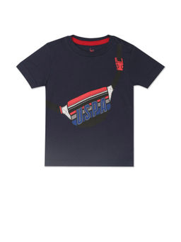 U.S. POLO ASSN. - Boys Navy Blue Crew Neck Graphic Print T Shirt