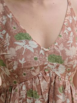 MAAND - Women Brown Cotton Blend A-Line Top